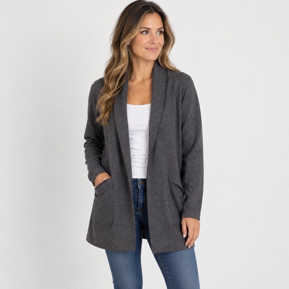 Arc'teryx Laina Cardigan Sweater Womens S Gray Open Front Shawl Collar Knit